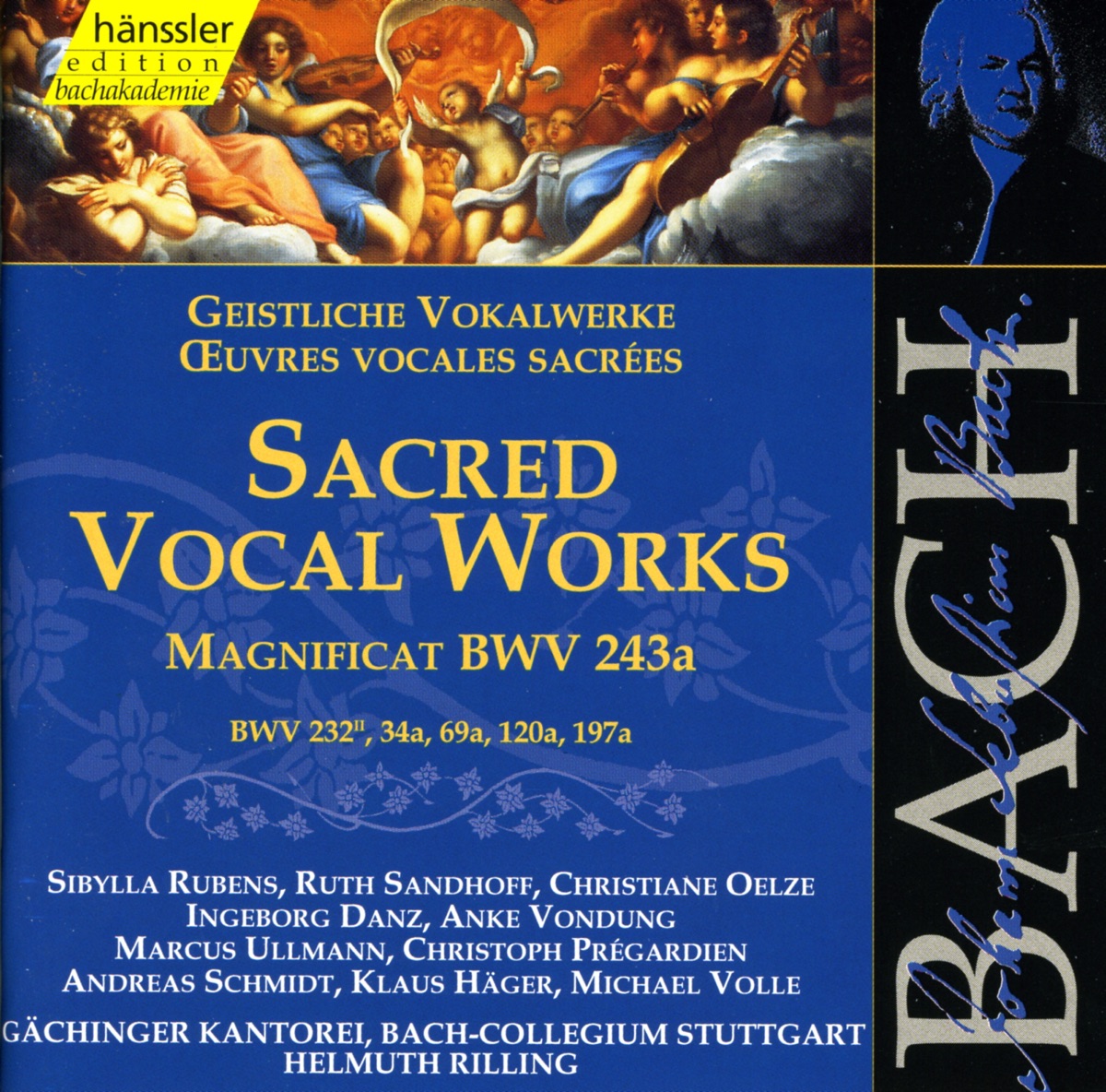 Bach, J.S.: Magnificat In E-Flat Major, Bwv 243A by Sibylla Rubens, Ingeborg Danz, Marcus Ullmann, Klaus Häger, Ruth Sandhoff, Gächinger Kantorei Stuttgart, Helmuth Rilling, Stuttgart Bach Collegium, Christiane Oelze, Michael Volle, Christoph Prégardien, Anke Vondung & Andreas Schmidt album cover
