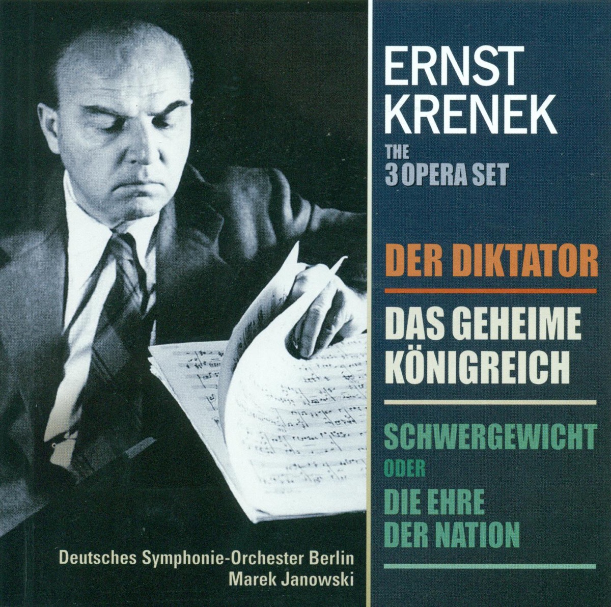 Krenek, E.: Diktator (Der) - Schwergewicht, Oder Die Ehre Der Nation - Das Geheime Konigreich [Opera] by Robert Worle, Deutsches Symphonie-Orchester Berlin, Marek Janowski, Celina Lindsley, Gabriele Maria Ronge, Urban Malmberg, Roland Bracht, Bogna Bartosz, Daniel Kirch, Markus Sandmann, Michelle Breedt, Par Lindskog, RIAS Kammerchor, Egbert Junghanns, Claudia Barainsky, Michael Kraus, Silvia Weiss & Falko Maiwald album cover
