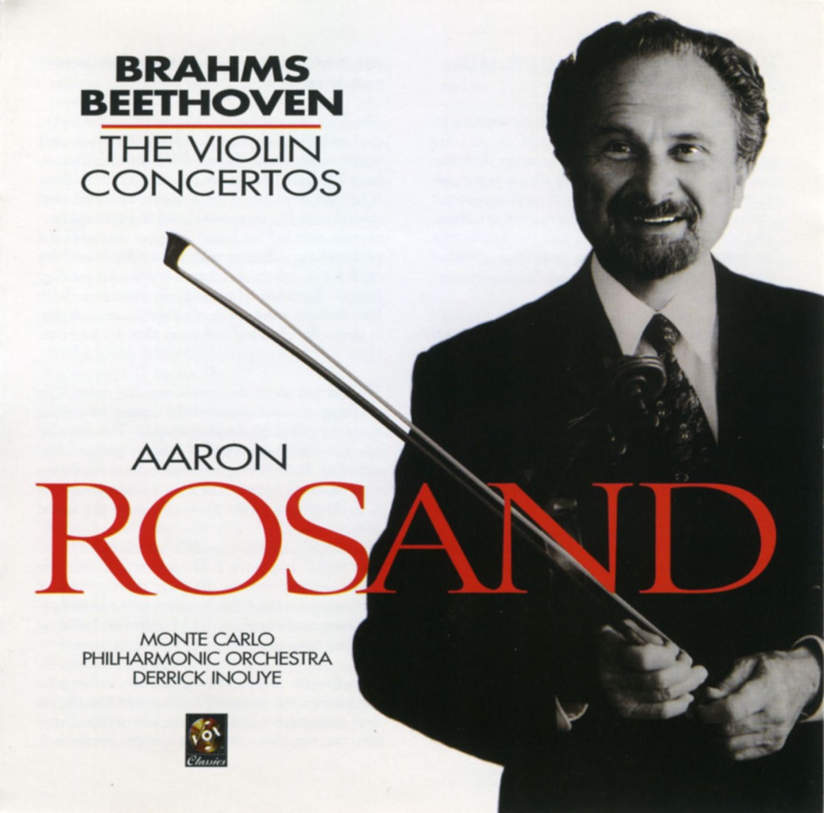 Beethoven & Brahms: Violin Concertos by Aaron Rosand, Derrick Inouye & Monte Carlo Philharmonic Orchestra album cover