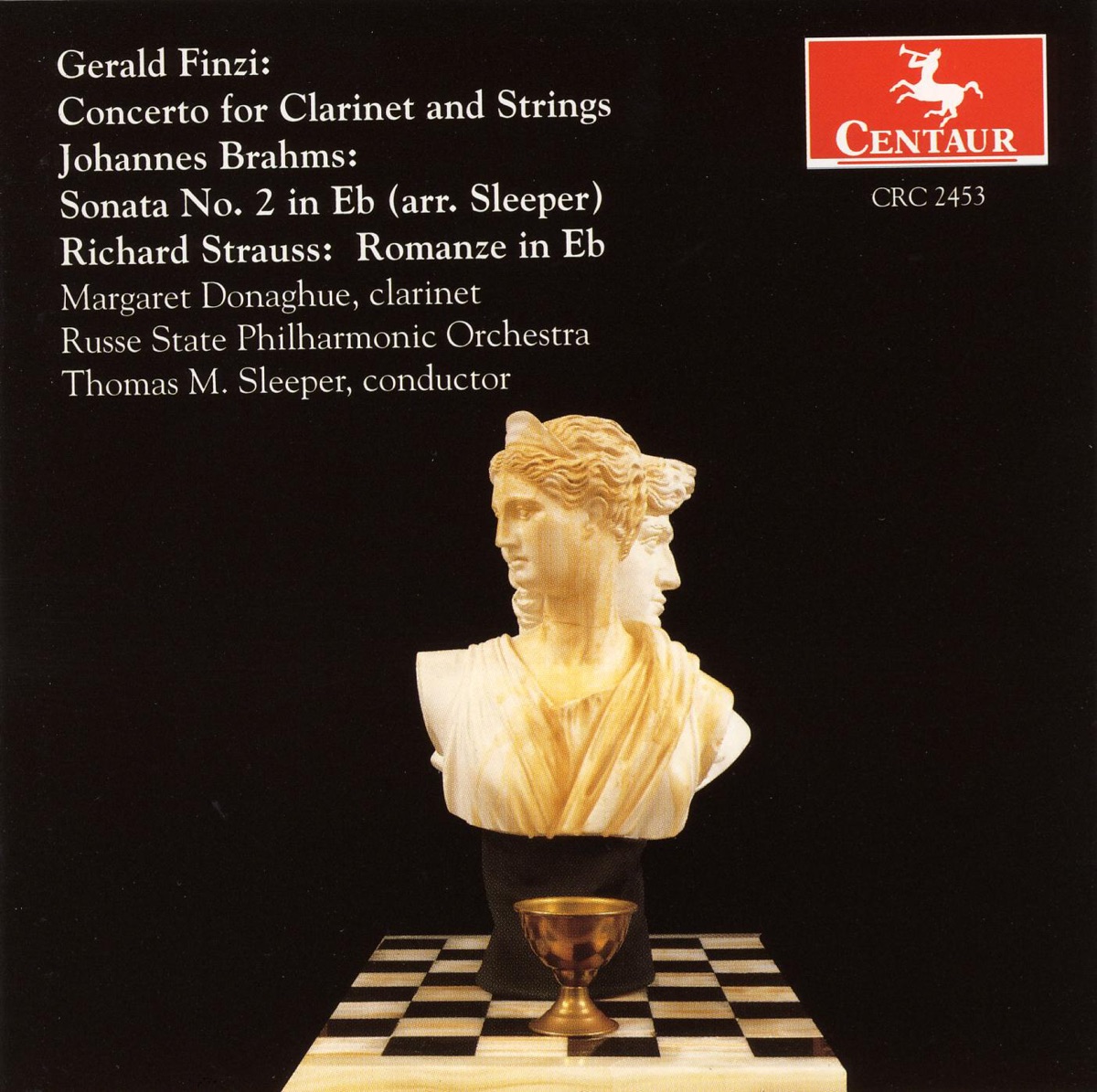 Finzi, G.: Clarinet Concerto, Op. 31 - Brahms, J.: Clarinet Sonata No. 1 - Strauss, R.: Romanze by Thomas Sleeper, Margaret Donaghue & Rousse Philharmonic Orchestra album cover