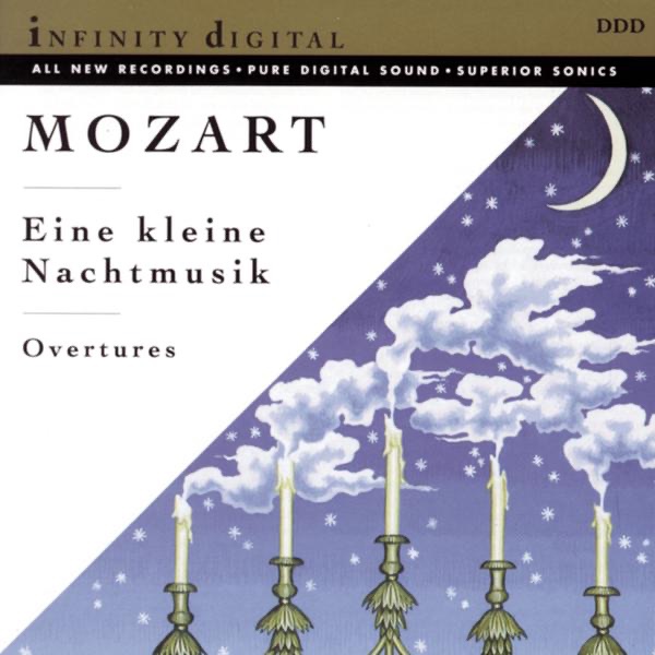 Mozart: Eine kleine Nachtmusik & Overtures by Dmitry Krasnik, Alexander Titov, Sergei Shedrin, Leo Korchin, Vladimir Taranusitch, Alexei Zes, Alexei Degtjarenko, Jury Moshevelov, Collegium dell'Arte & Orchestra New Philharmony St. Petersburg album cover