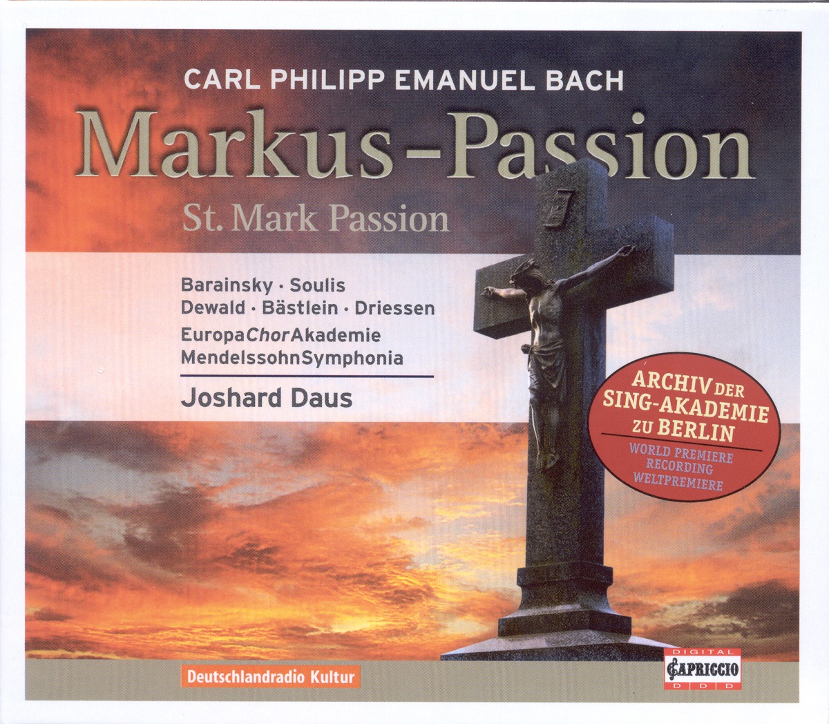 C.P.E. Bach: St. Mark Passion by Ulf Bästlein, Joshard Daus & Mendelssohn Symphonia album cover