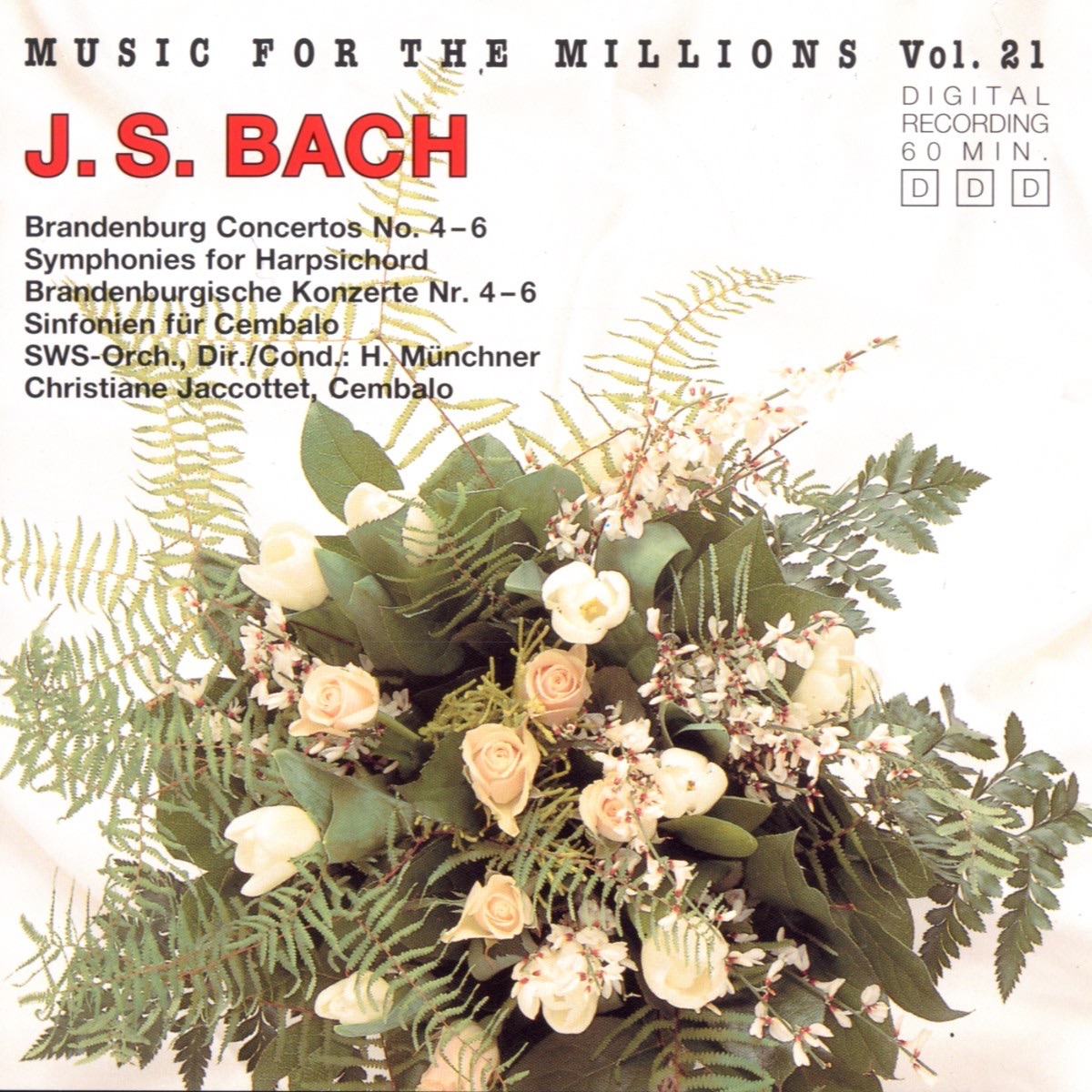Music For The Millions Vol. 21 - Johann Sebastian Bach by Southwest Studio Orchestra & Christiane Jaccottet album cover