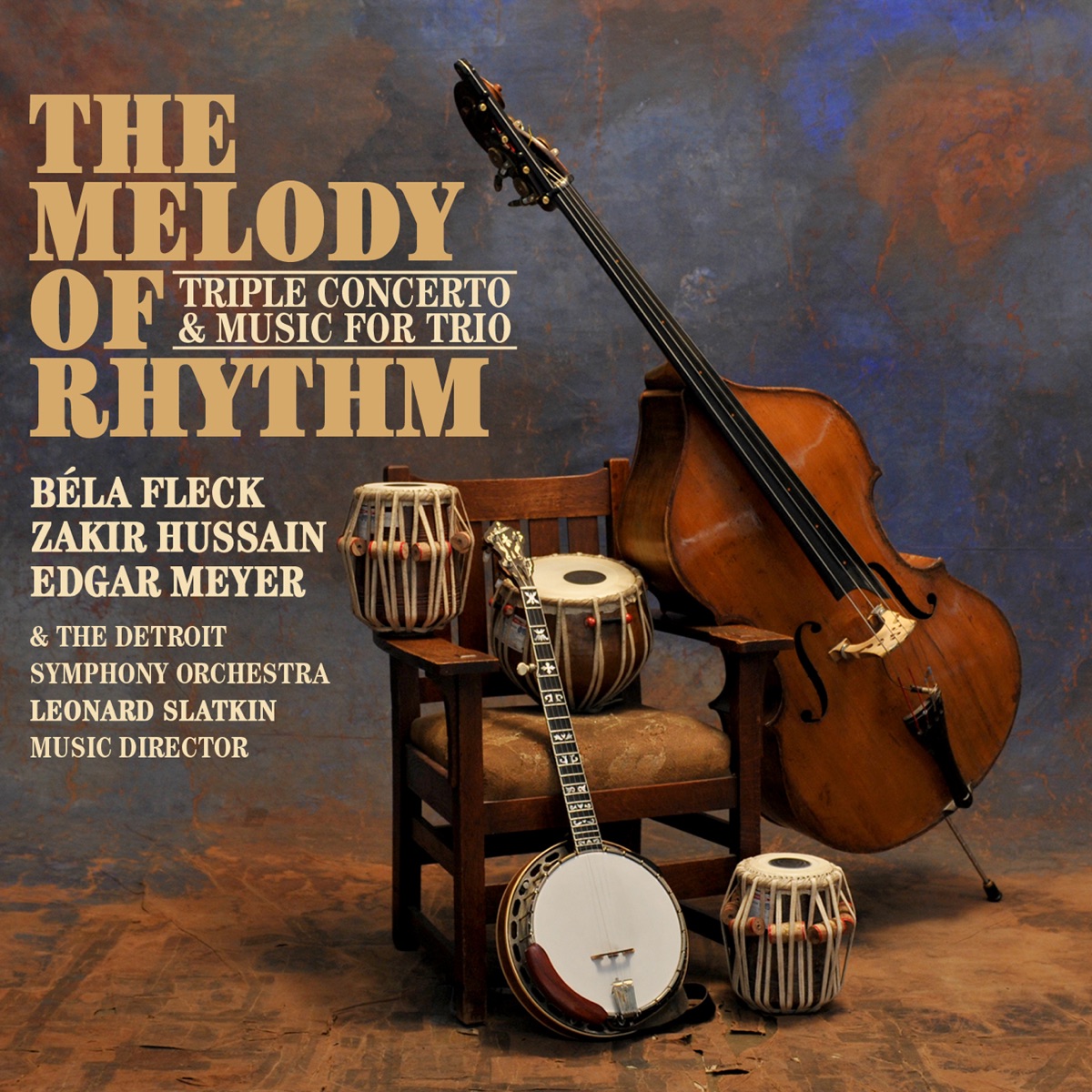 The Melody of Rhythm by Béla Fleck, Zakir Hussain & Edgar Meyer album cover
