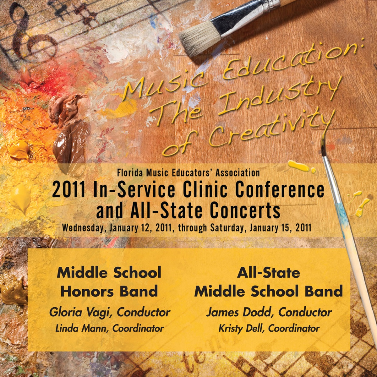 FMEA Florida Music Educators Association 2011 In-Service Clinic Conference and All-State Concerts - Middle School Honors and All-State Middle School Band by Florida Middle School Honors Band, Gloria Vagi, Jimmie Dodd & Florida All-State Middle School Band album cover