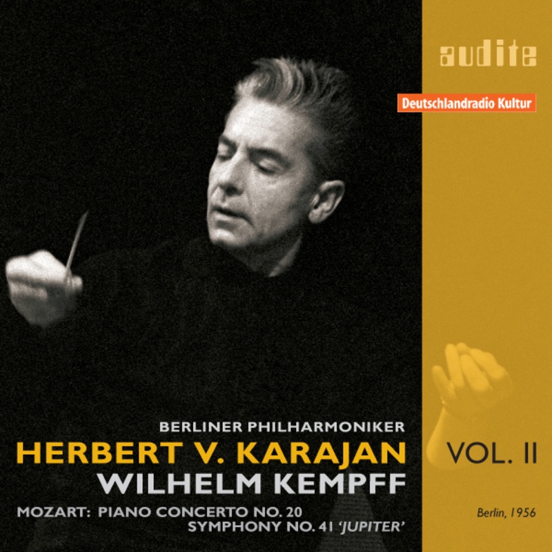 Mozart: Piano Concerto No. 20 & Symphony No. 41 ‘Jupiter Symphony’ by Wilhelm Kempff, Herbert von Karajan & Berlin Philharmonic album cover
