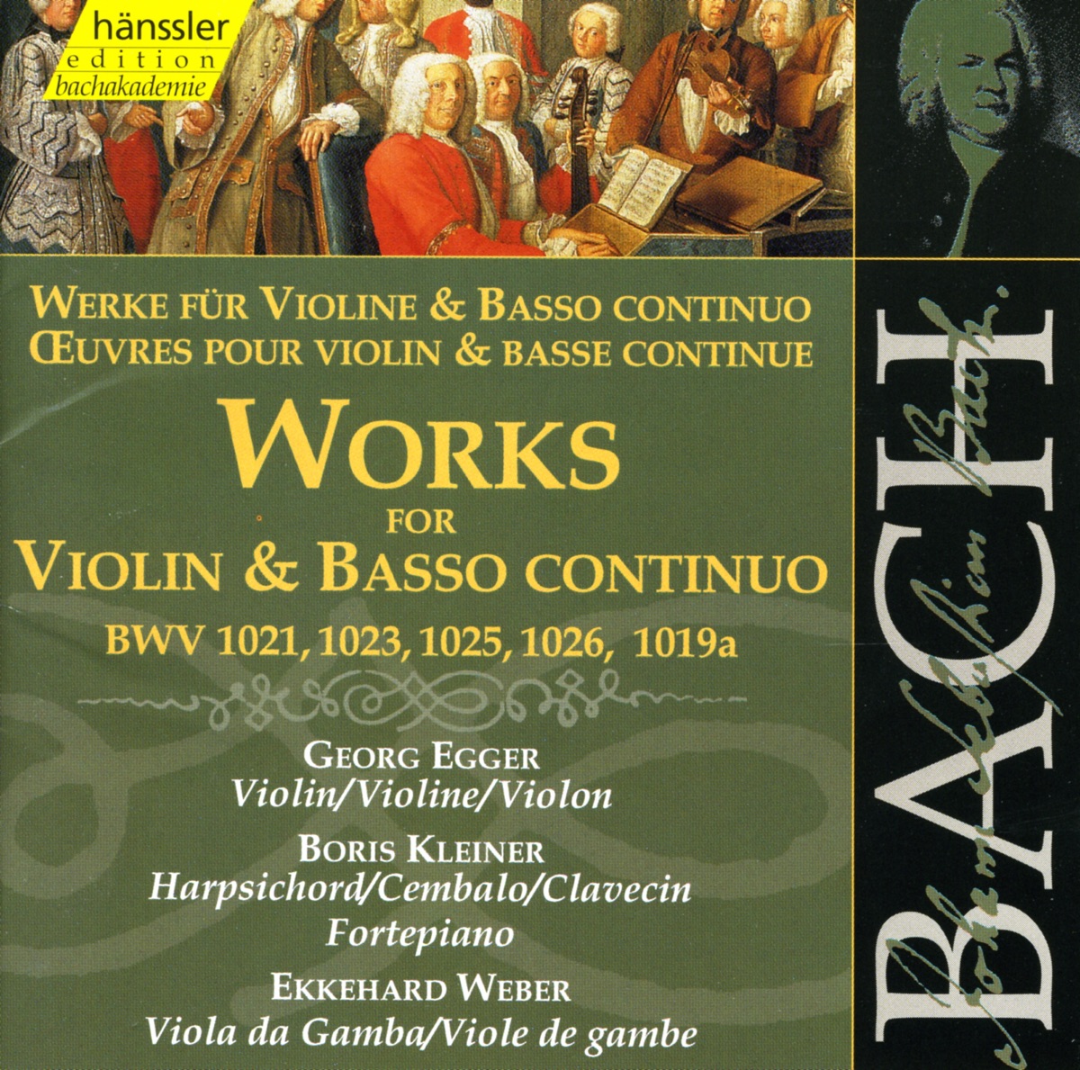 Bach, J.S.: Works for Violin and Basso Continuo by Ekkehard Weber, Boris Kleiner & Georg Egger album cover