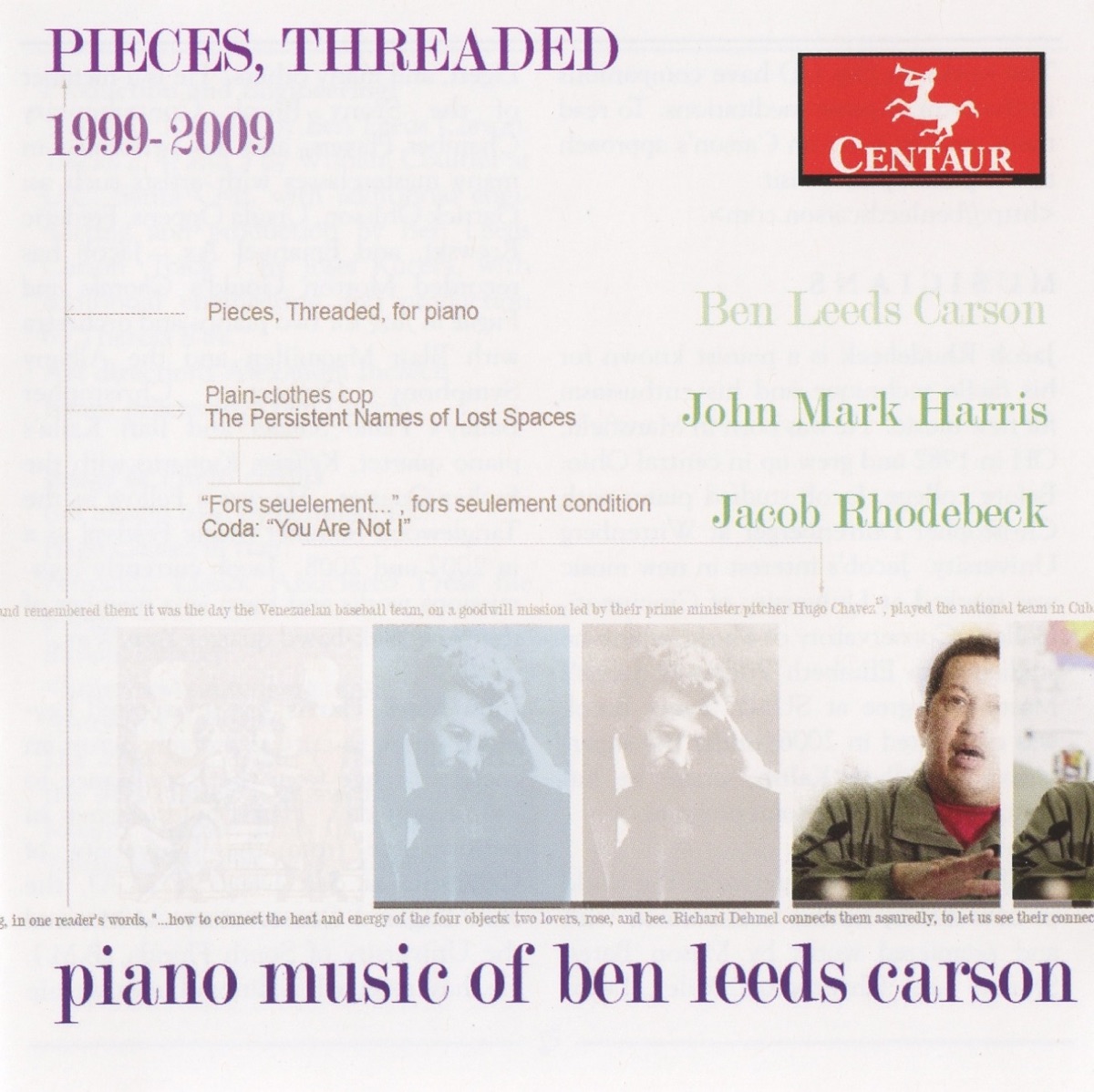 Pieces, Threaded: Piano Music of Ben Leeds Carson by Ben Leeds Carson, Jacob Rhodebeck & John Mark Harris album cover