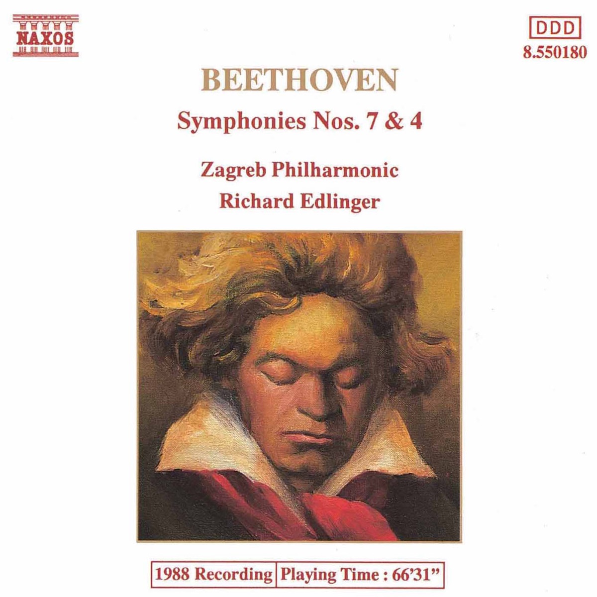 Beethoven: Symphonies Nos. 7 & 4 by Zagreb Philharmonic Orchestra & Richard Edlinger album cover