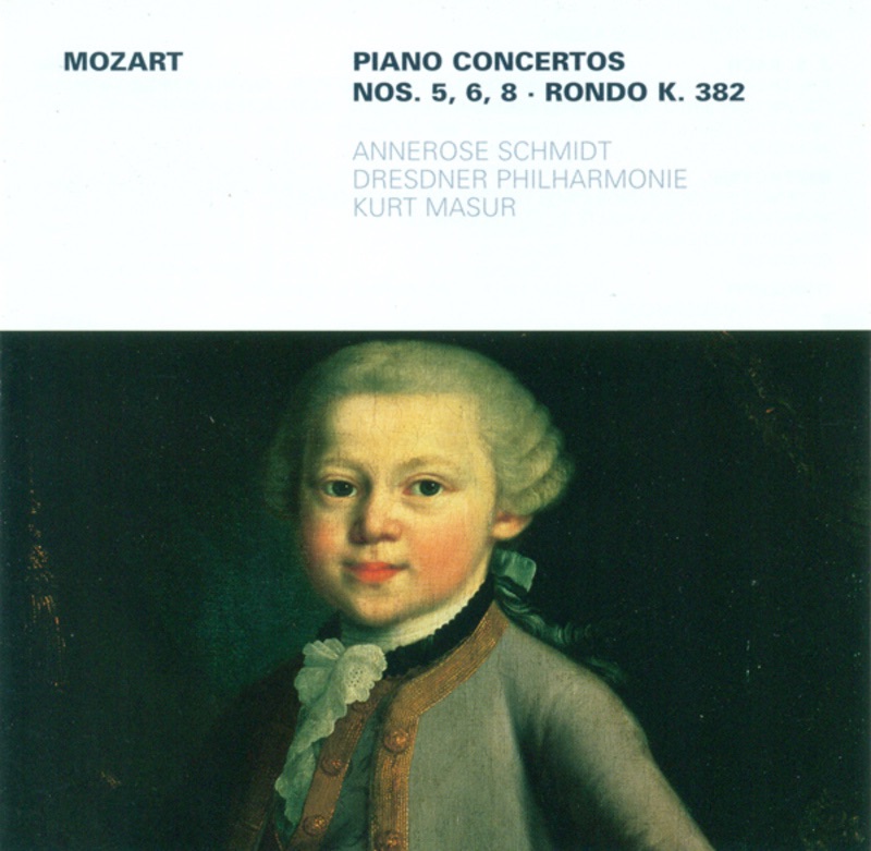 Wolfgang Amadeus Mozart.: Piano Concertos - Nos. 5, 6, 8 / Rondo, K. 382 (Schmidt, Dresden Philharmonic, Masur) by Annerose Schmidt, Dresden Philharmonic Orchestra & Kurt Masur album cover