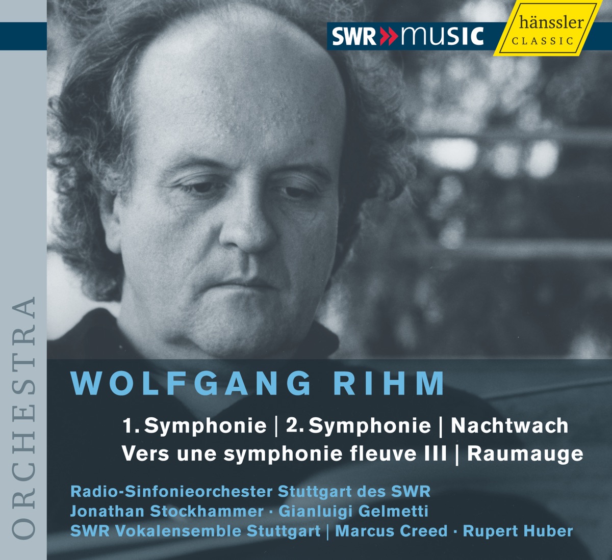 Rihm, W.: Symphonies Nos. 1 and 2 - Nachtwach - Vers Une Symphonie Fleuve III - Raumauge by South West German Radio Symphony Orchestra, Jonathan Stockhammer, Hubert Mayer, Rüdiger Linn, Barbara van den Boom, Ute Wille, Bernhard Hartmann, Mikhail Shashkov, Stuttgart Vocal Ensemble, Marcus Creed, Aleksandra Lustig, Susanne Meissner-Schaufelberger, Angelika Frei, Martin Huber, Michael Peuse, Heinrich Gölzenleuchter, Gianluigi Gelmetti, Rupert Huber & Varianti album cover