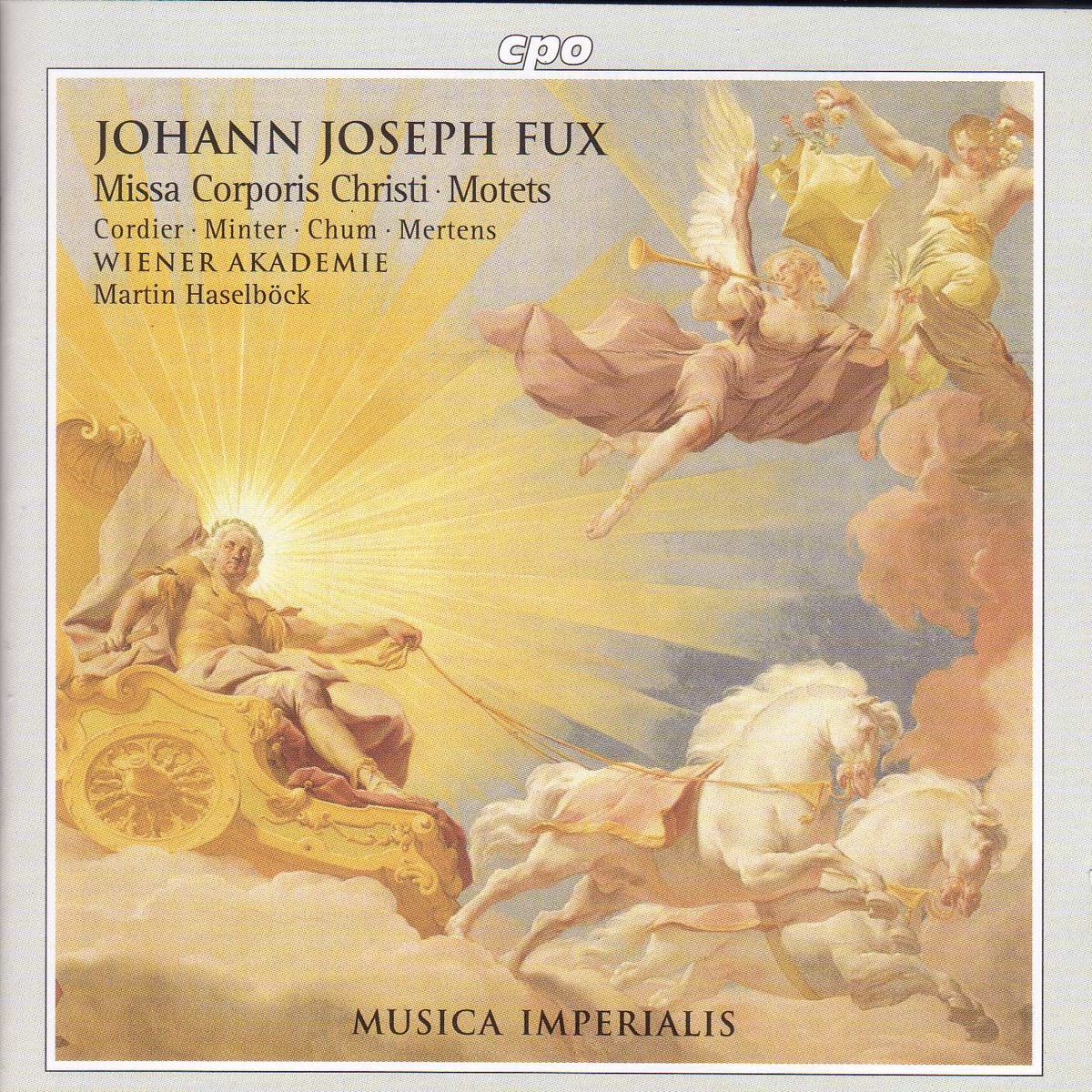 Fux: Missa Corporis Christi - Motets by David Cordier, Klaus Mertens, Drew Minter, Wiener Vocal Ensemble, Martin Haselbock, Vienna Academy & Johannes Chum album cover