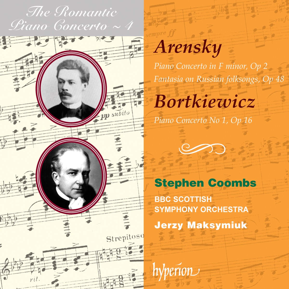 Arensky & Bortkiewicz: Piano Concertos by Stephen Coombs, BBC Scottish Symphony Orchestra & Jerzy Maksymiuk album cover