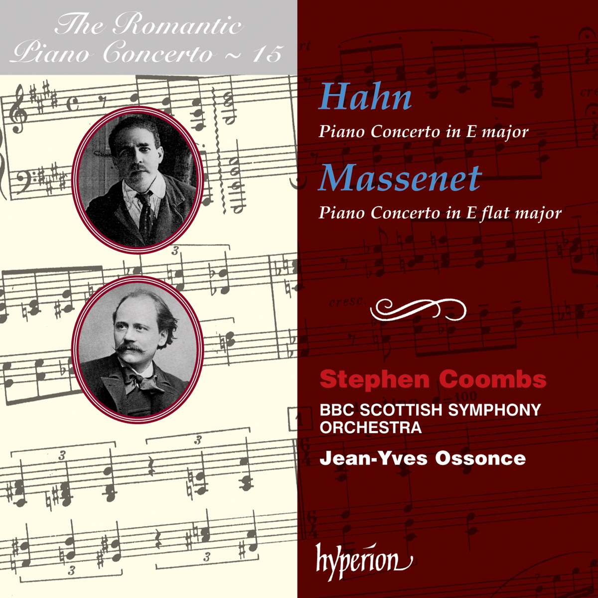 Hahn & Massenet: Piano Concertos by Stephen Coombs, BBC Scottish Symphony Orchestra & Jean-Yves Ossonce album cover