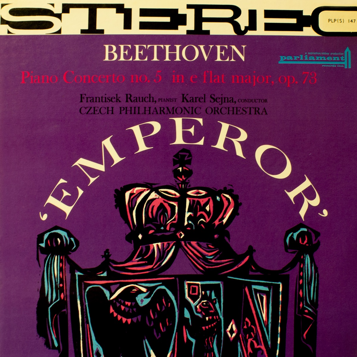 Beethoven: Piano Concerto No. 5 in E Flat Major, Op. 74 by František Rauch, Karel Senja & Czech Philharmonic album cover