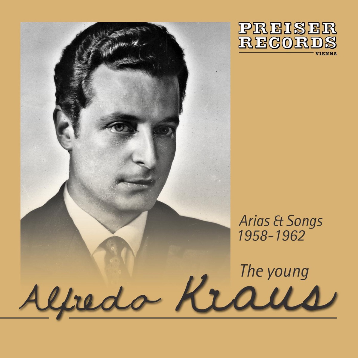 The young Alfredo Kraus by Alfredo Kraus, Mario Cordone, José Lloret, Orquesta de Camera de Madrid, Orquesta Sinfónica de Madrid & Enrique Estela album cover