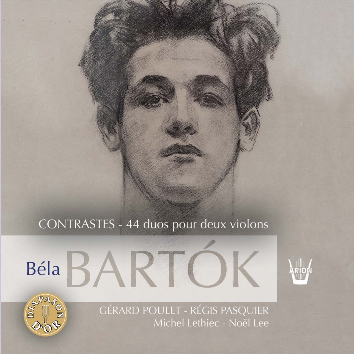 Bartók: Contrastes et 44 duos pour 2 violons by Gérard Poulet, Michel Lethiec, Noël Lee & Régis Pasquier album cover