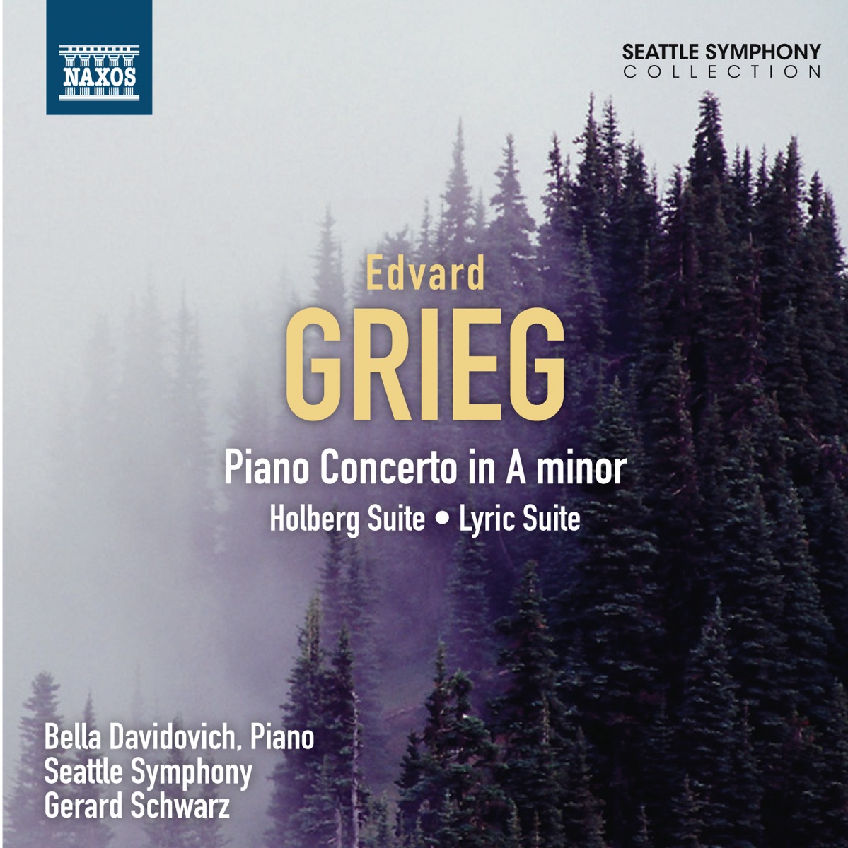 Grieg: Piano Concerto - Holberg Suite - Lyric Suite by Gerard Schwarz, Seattle Symphony & Bella Davidovich album cover