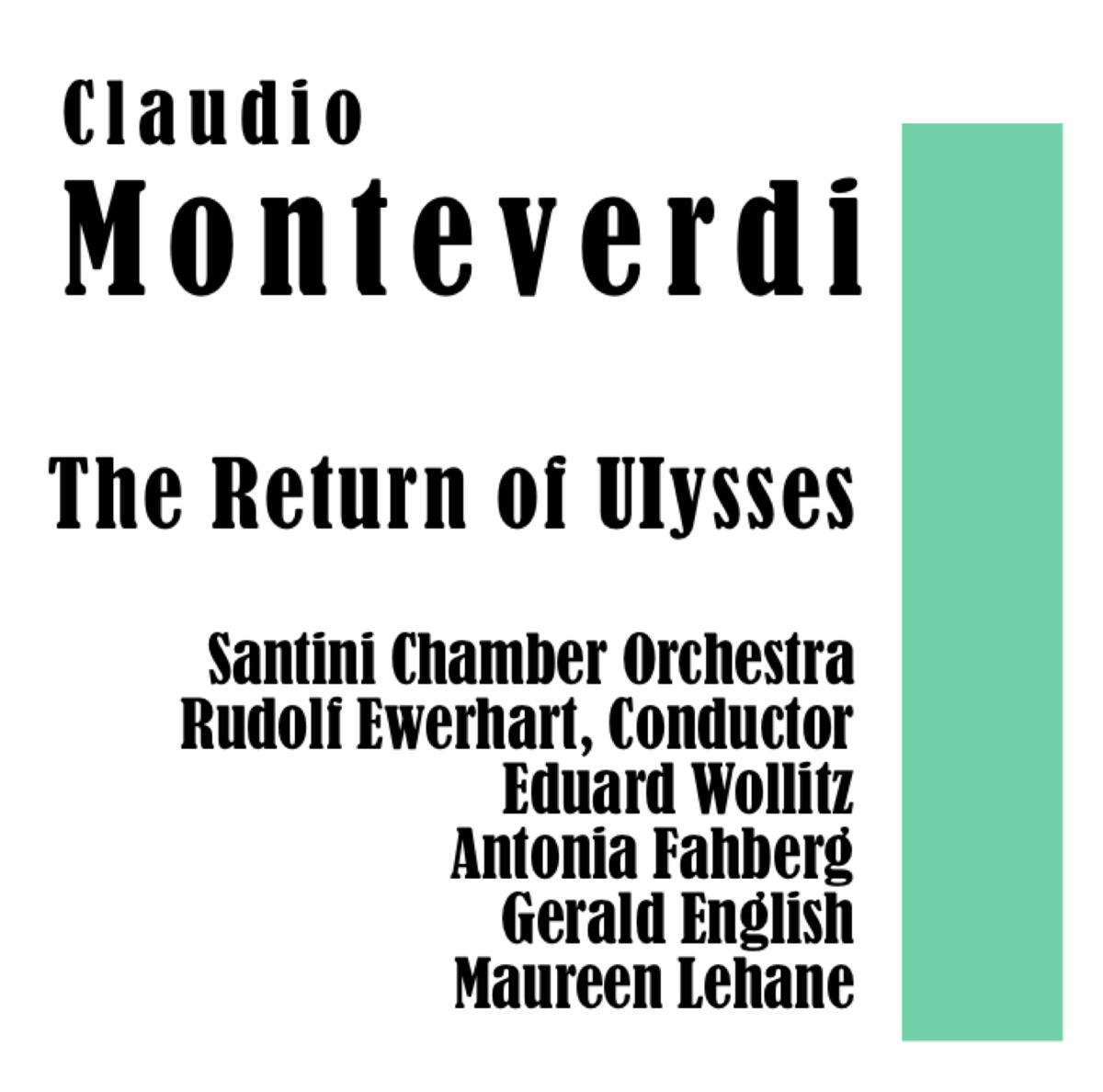 The Return of UIysses by Eduard Wollitz, Antonia Fahberg, Gerald English, Santini Chamber Orchestra & Rudolf Ewerhart album cover