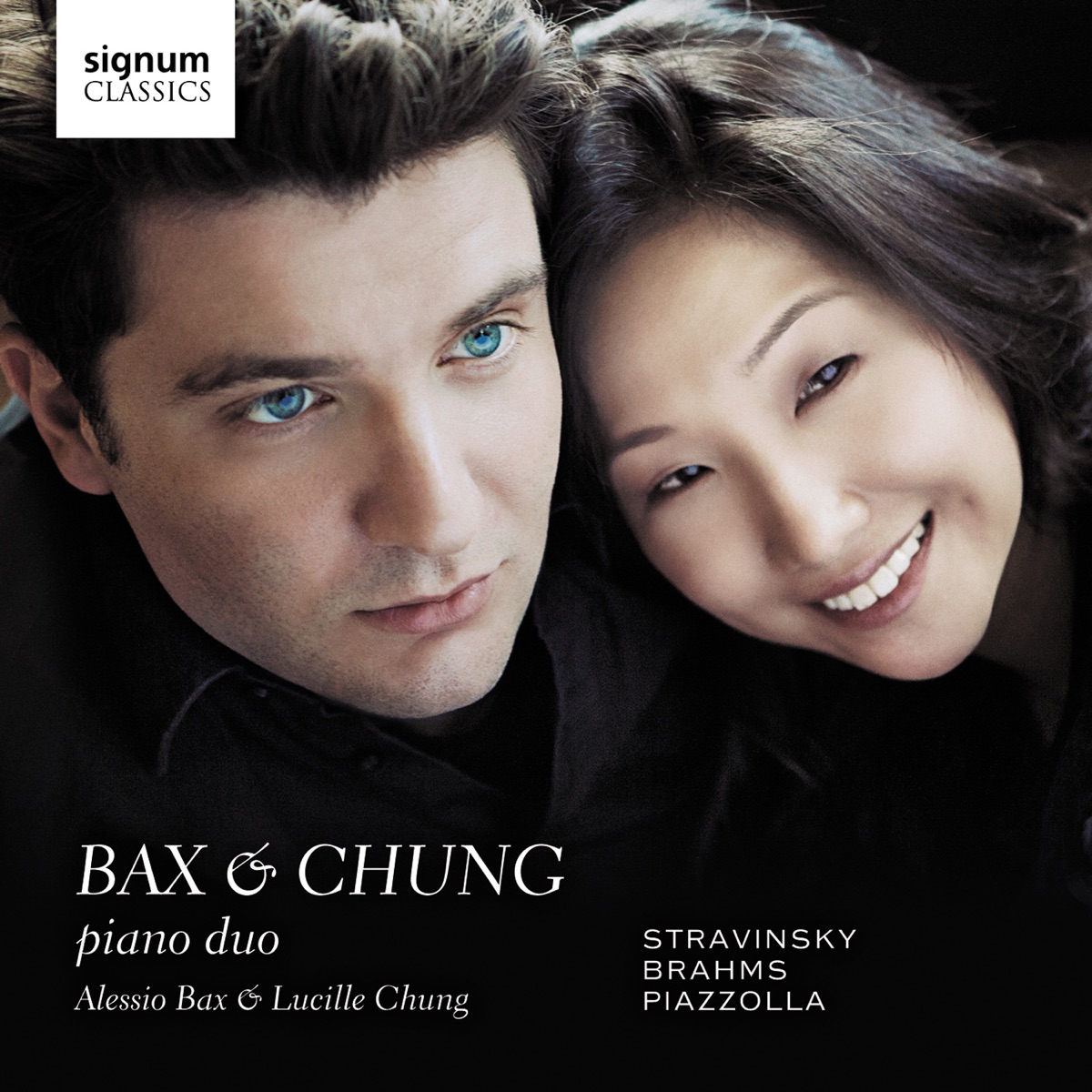 Stravinsky, Brahms & Piazzolla: Works for Piano-Four-Hands by Alessio Bax & Lucille Chung album cover