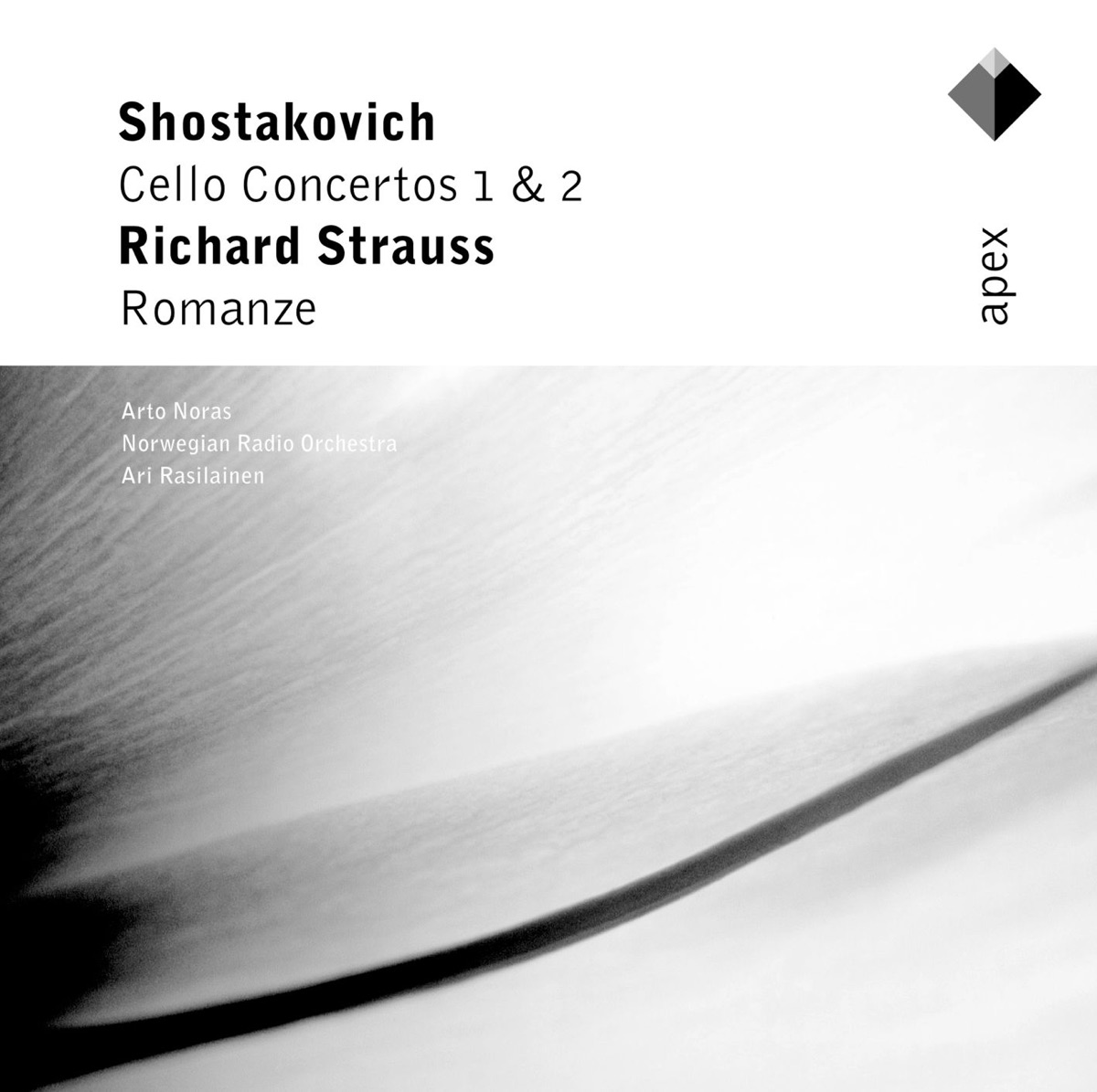 Shostakovich: Cello Concertos 1 & 2 - Strauss: Romanze by Ari Rasilainen, Arto Noras & Norwegian Radio Orchestra album cover