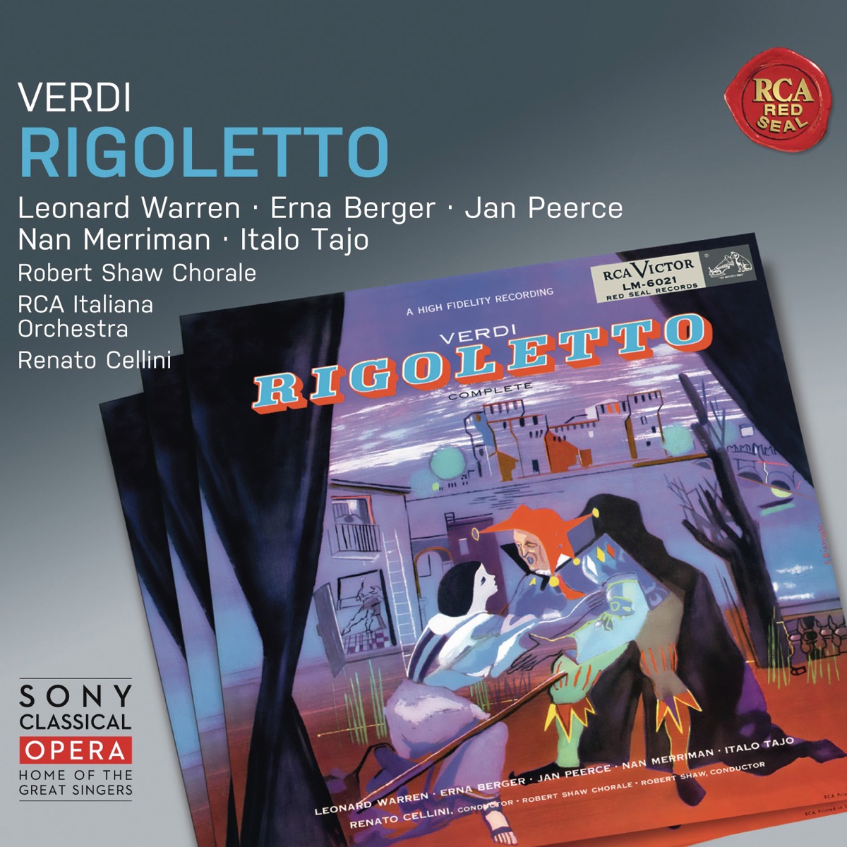 Verdi: Rigoletto by Renato Cellini, Erna Berger, The RCA Victor Orchestra, Leonard Warren & Robert Shaw Chorale album cover