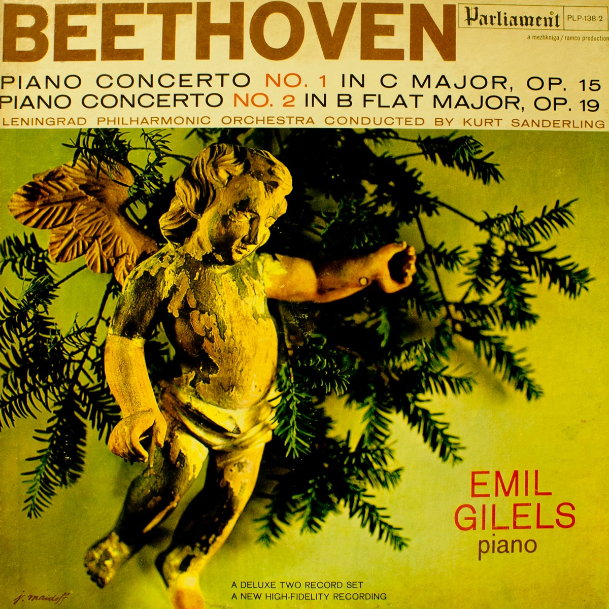 Beethoven, Piano Concerto No. 1 In C Major, Op. 15 and Piano Concerto No. 2 in B Flat Major, Op. 19 by Leningrad Philarmonic Orchestra, Emil Gilels & Kurt Sanderling album cover