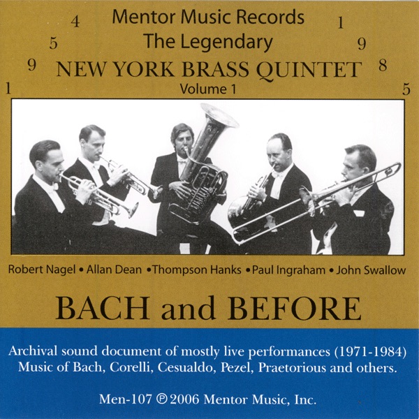 Bach And Before by New York Brass Quintet, Robert Nagel, Allan Dean, Thompson Hanks, Paul Ingraham & John Swallow album cover