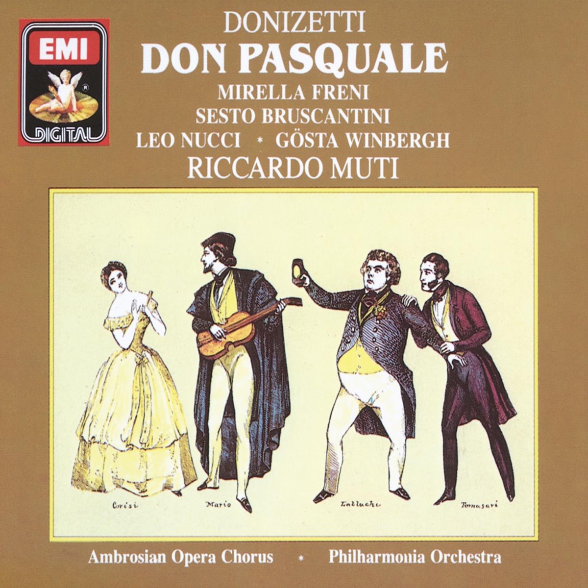 Donizetti: Don Pasquale by Ambrosian Opera Chorus, Gosta Winbergh, Guido Fabris, John Mordler, Mirella Freni, Philharmonia Orchestra & Riccardo Muti album cover