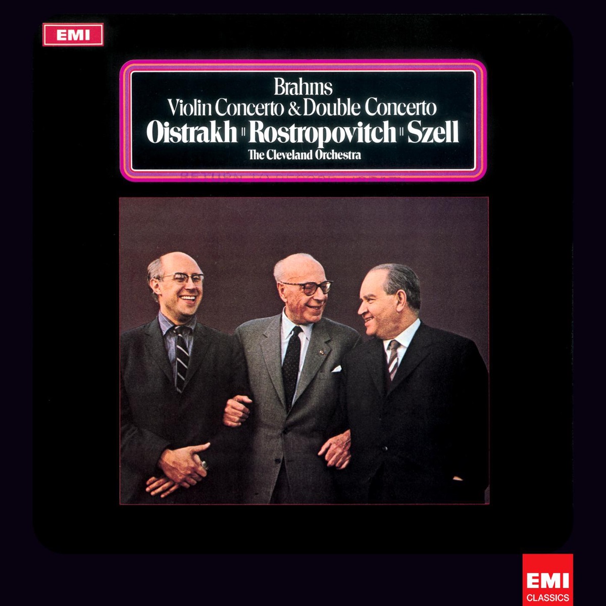 Brahms: Double Concerto & Violin Concerto by David Oistrakh, George Szell, Mstislav Rostropovich & The Cleveland Orchestra album cover