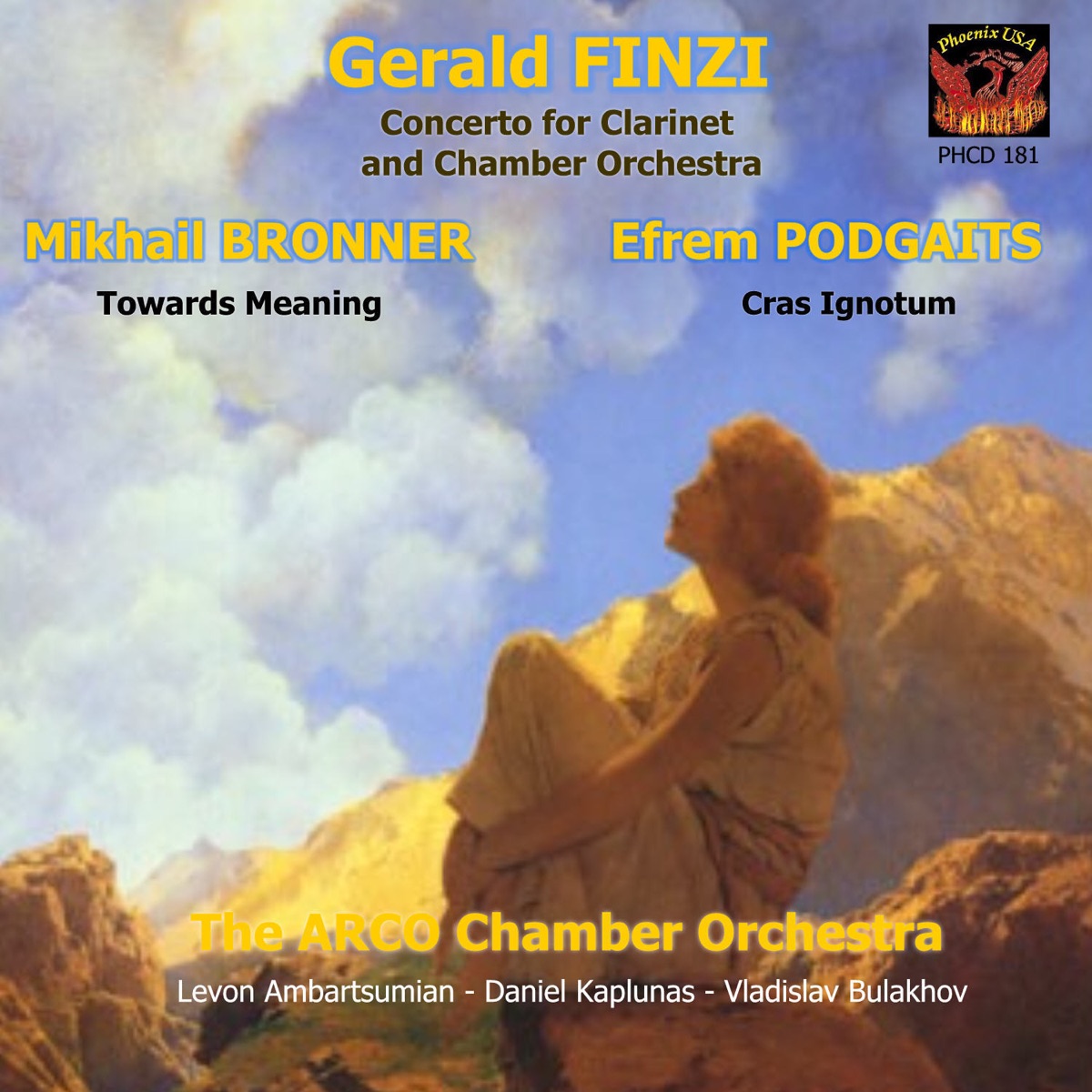 Gerald Finzi: Concerto for Clarinet (feat. Levon Ambartsumian, Daniel Kaplunas, D. Ray McClellan & David Zerkel) by The ARCO Chamber Orchestra, Levon Ambartsumian, Daniel Kaplunas, Vladislav Bulakhov & ARCO Chamber Orchestra album cover