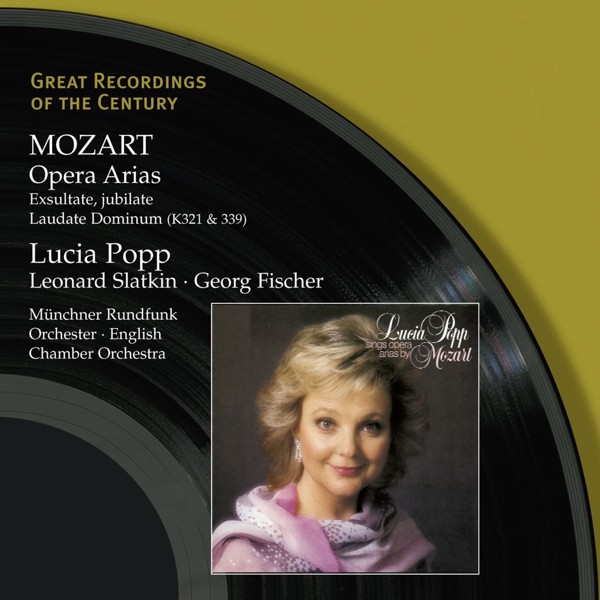 Mozart: Operatic and Sacred Arias by The Ambrosian Singers, English Chamber Orchestra, Georg Fischer, Leonard Slatkin, Lucia Popp & Munich Radio Orchestra album cover