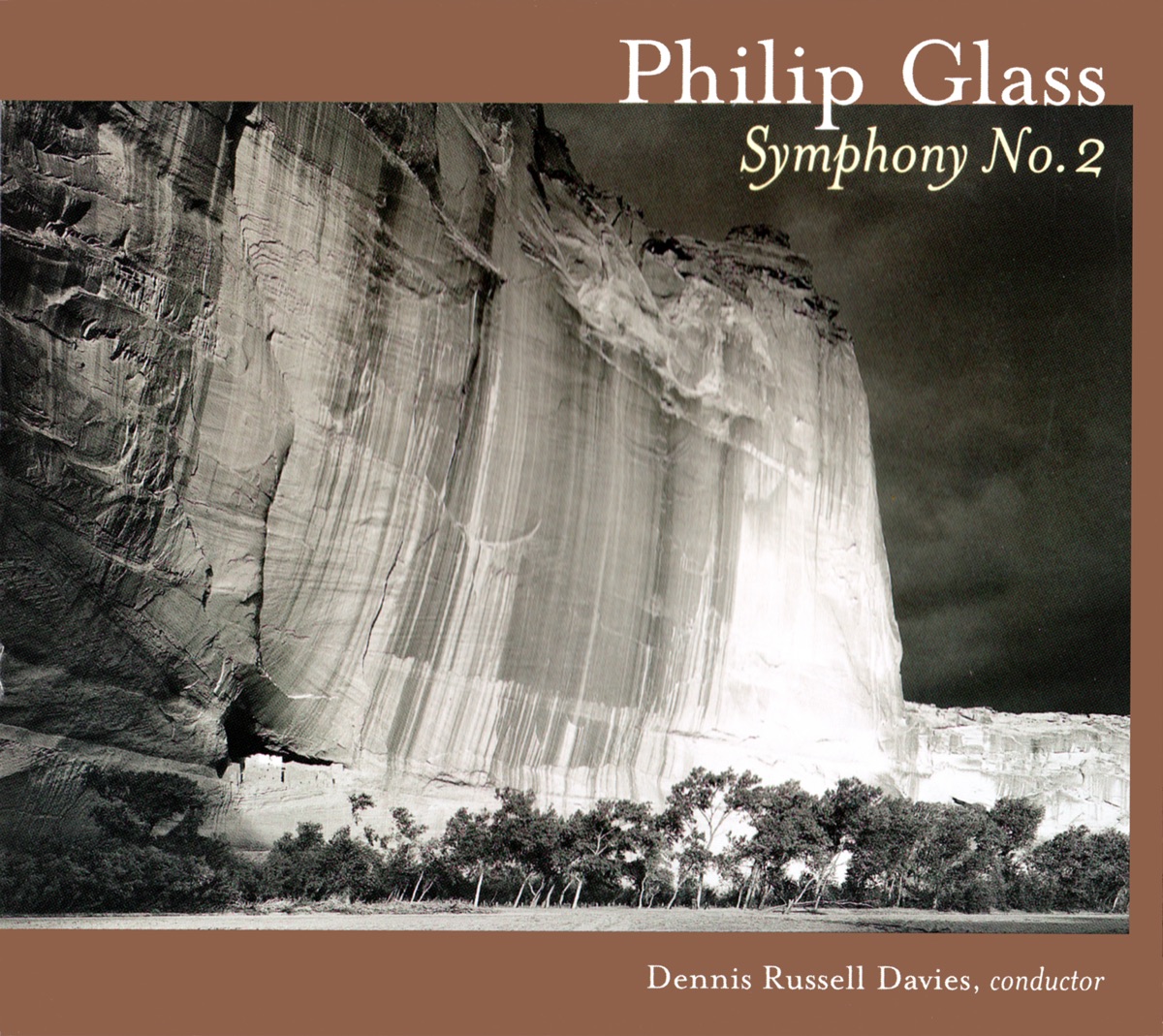 Philip Glass: Symphony No. 2 by Vienna Radio Symphony Orchestra, Stuttgart Chamber Orchestra, Rascher Saxophone Quartet & Dennis Russell Davies album cover