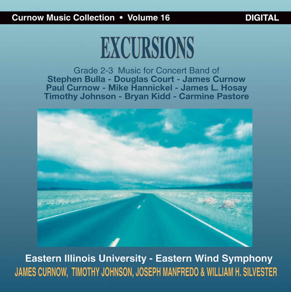 Excursions by James Curnow, Timothy Johnson, Eastern Illinois University Symphonic Wind Ensemble, Eastern Wind Symphony, Joseph Manfredo & William H. Silvester album cover