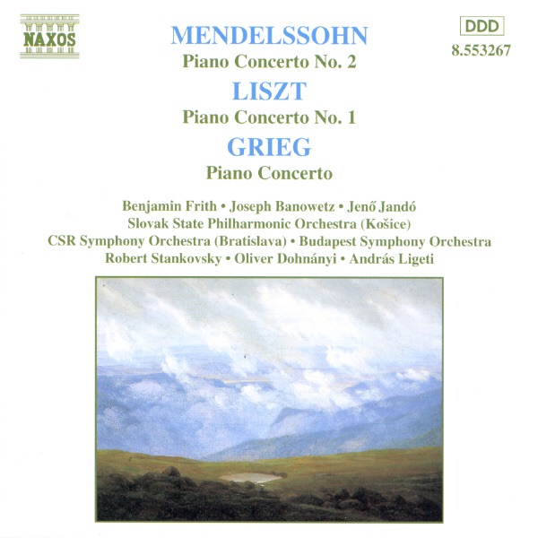 Mendelssohn, Liszt, Grieg: Piano Concertos by Benjamin Frith, Jenő Jandó & Joseph Banowetz album cover
