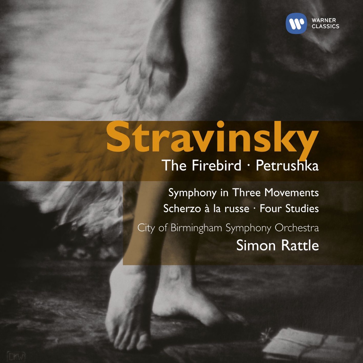 Stravinsky: The Firebird, Petrushka, Symphony in Three Movements, Scherzo à la russe & Four Studies by Sir Simon Rattle, City of Birmingham Symphony Orchestra & Peter Donohoe album cover