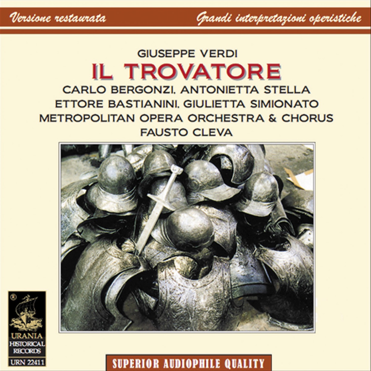 Verdi: Il Trovatore by Carlo Bergonzi, Antonietta Stella, Ettore Bastianini, Metropolitan Symphony Orchestra, The Metropolitan Opera & Fausto Cleva album cover