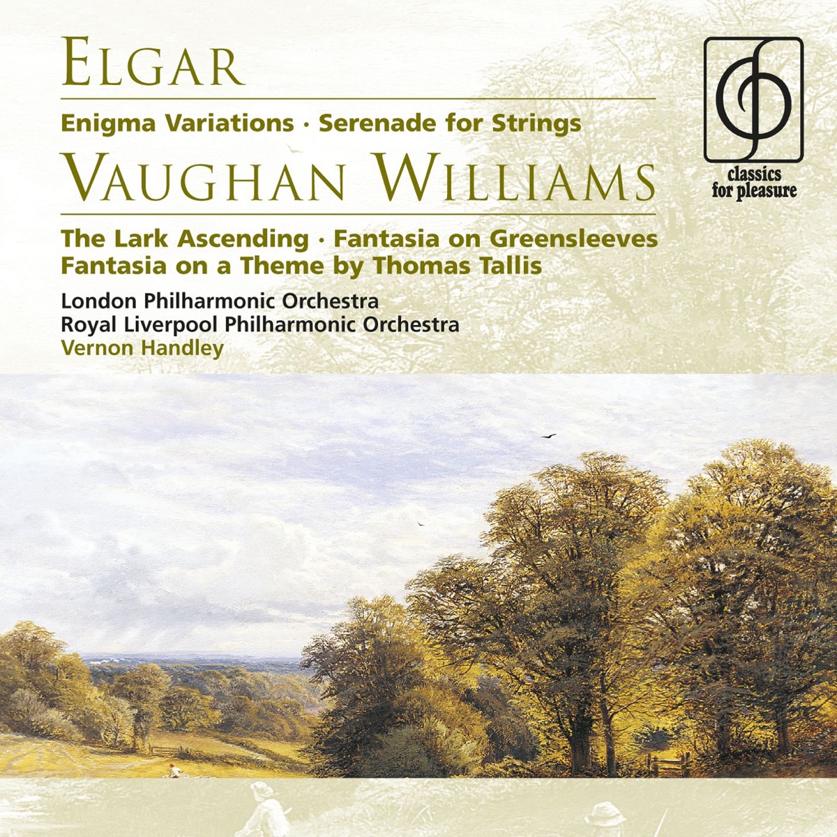 Elgar: Enigma Variations - Vaughan Williams: The Lark Ascending by Vernon Handley & Royal Liverpool Philharmonic Orchestra album cover