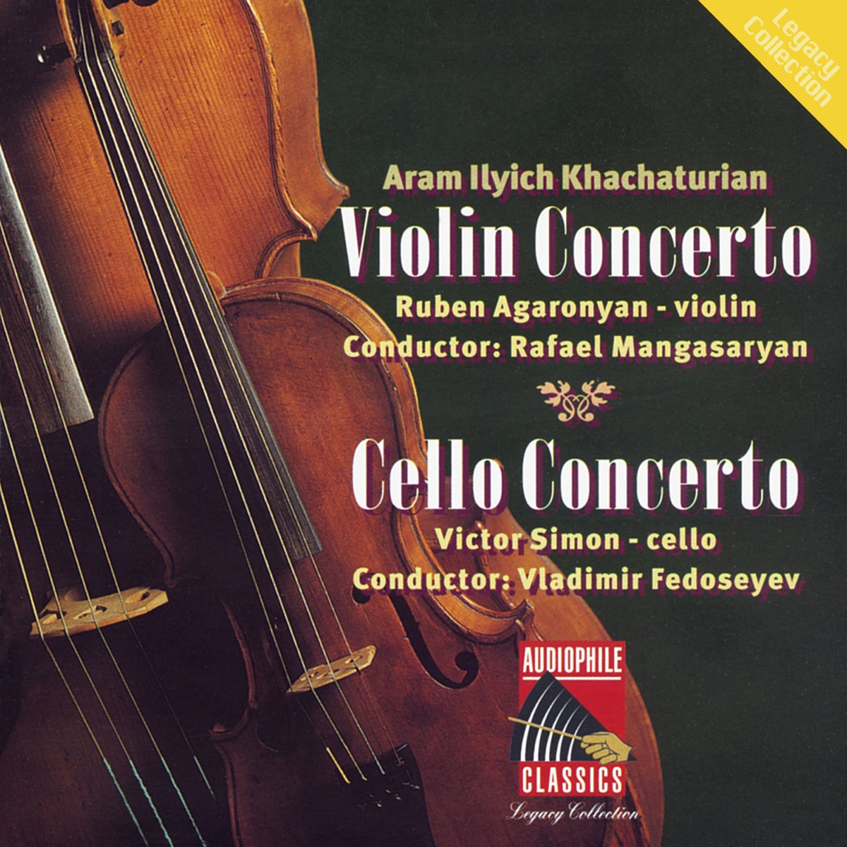 Khachaturian: Violin Concerto - Cello Concerto by Armenian Radio and TV Symphony Orchestra, USSR TV and Radio Large Symphony Orchestra, Rafael Mangasaryan, Vladimir Fedoseyev, Viktor Simon & Ruben Agaronyan album cover