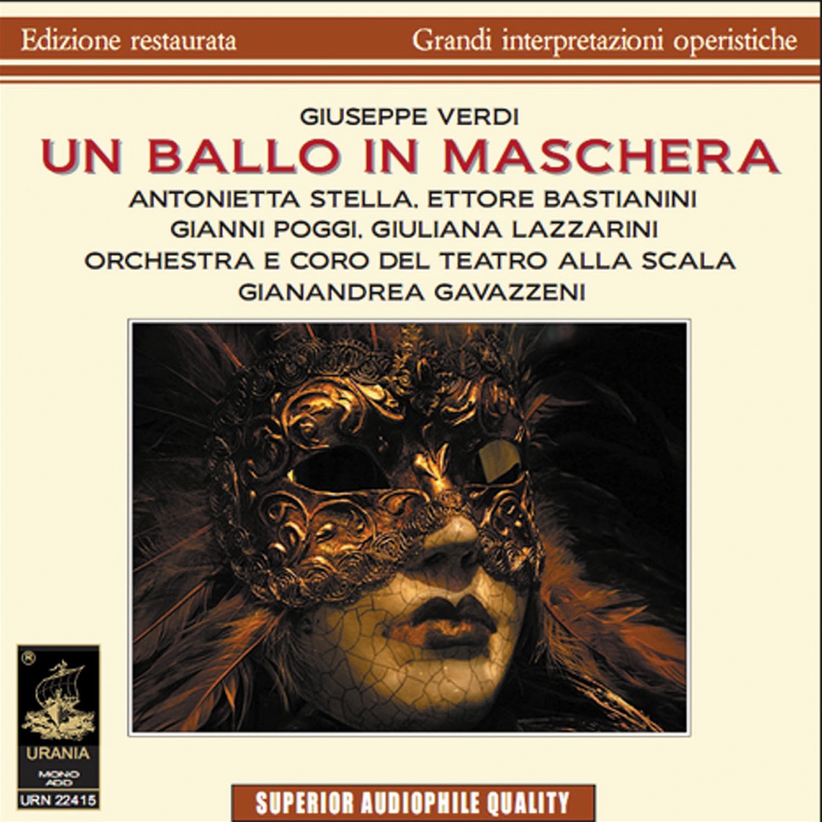 Verdi: Un ballo in maschera by Teatro Alla Scala Orchestra, Coro del Teatro alla Scala di Milano, Gianandrea Gavazzeni, Antonietta Stella, Ettore Bastianini & Gianni Poggi album cover