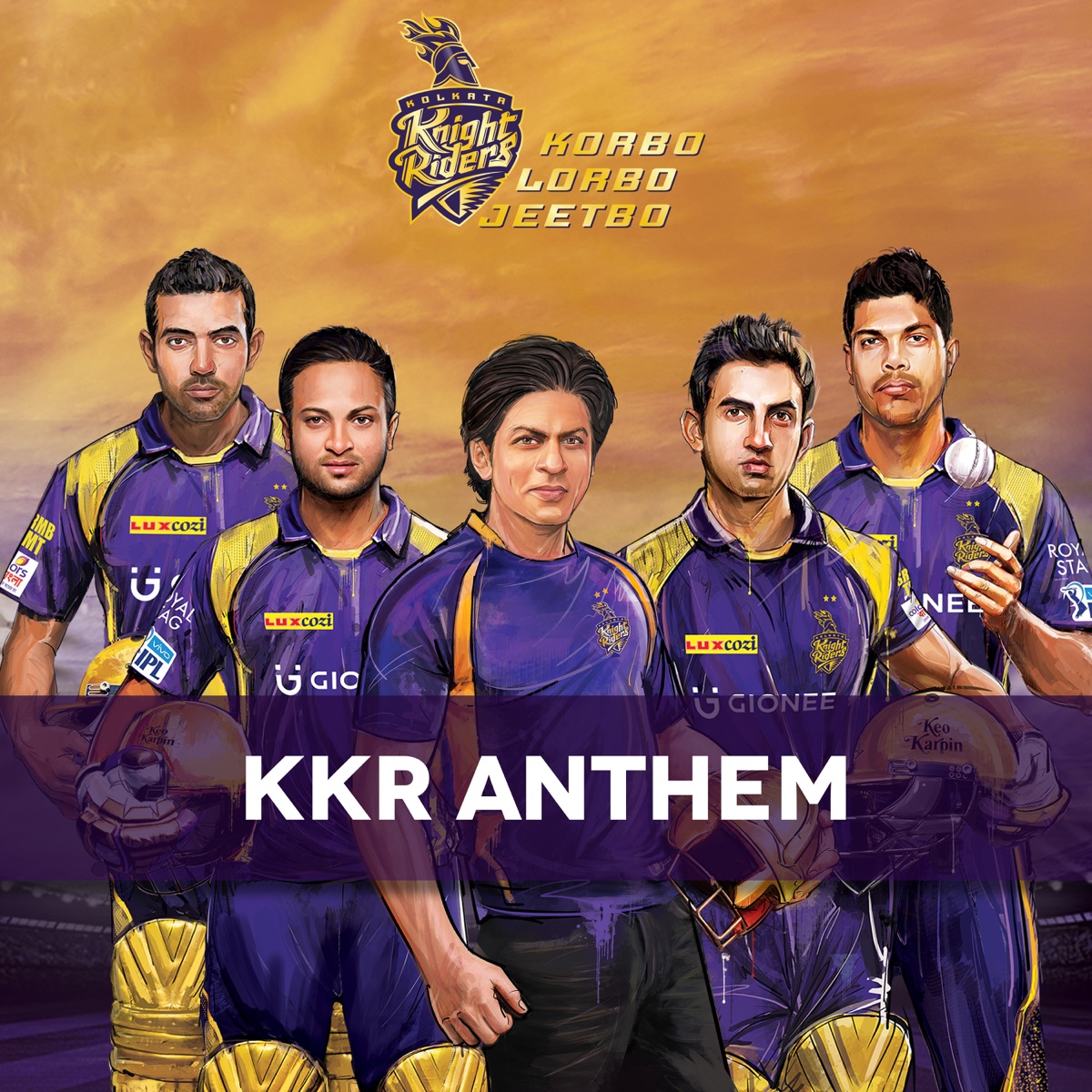 Korbo Lorbo Jeetbo - Single by Usha Uthup, Vishal Dadlani, Kunal Ganjawala, Neeraj Shridhar & Shah Rukh Khan album cover