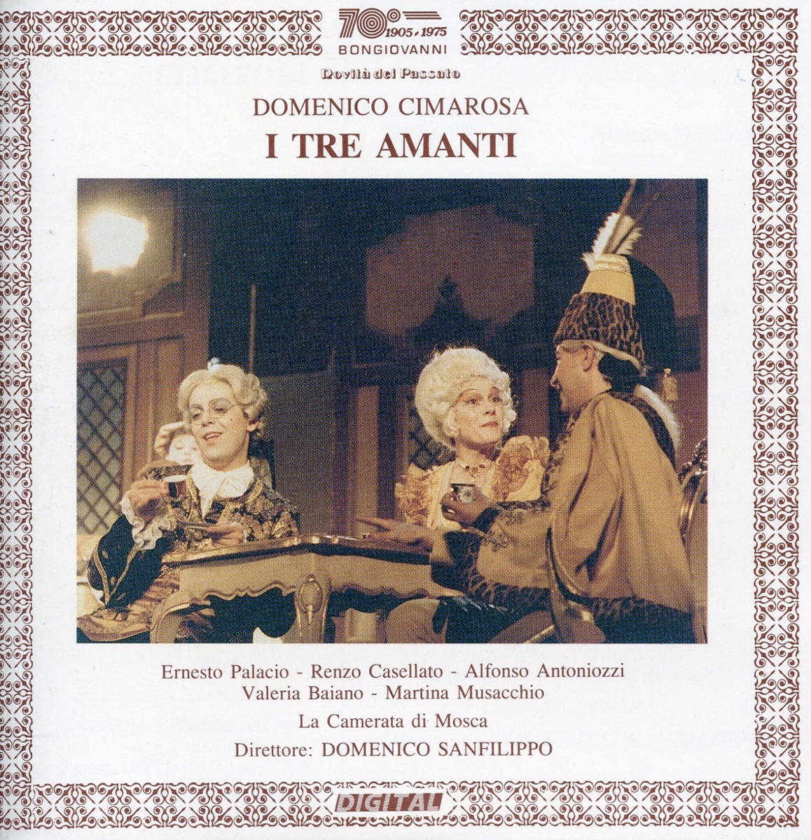Cimarosa: I tre amanti (Live) by Valeria Baiano, Ernesto Palacio, Martina Musacchio, Renzo Casellato, Alfonso Antoniozzi, Domenico Sanfilippo, La Camerata di Mosca & Lesley Anne Sammons album cover