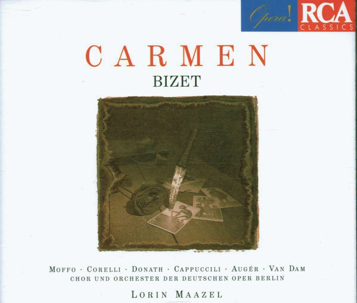 Bizet: Carmen by Lorin Maazel, Anna Moffo, Arleen Auger, Barry McDaniel, Chor der Deutschen Oper Berlin, Franco Corelli, Helen Donath, Jane Berbié, Jean-Christophe Benoît, José Van Dam, Karl-Ernst Mercker, Orchester der Deutschen Oper Berlin, Piero Cappuccilli & Schöneberger Sängerknaben album cover