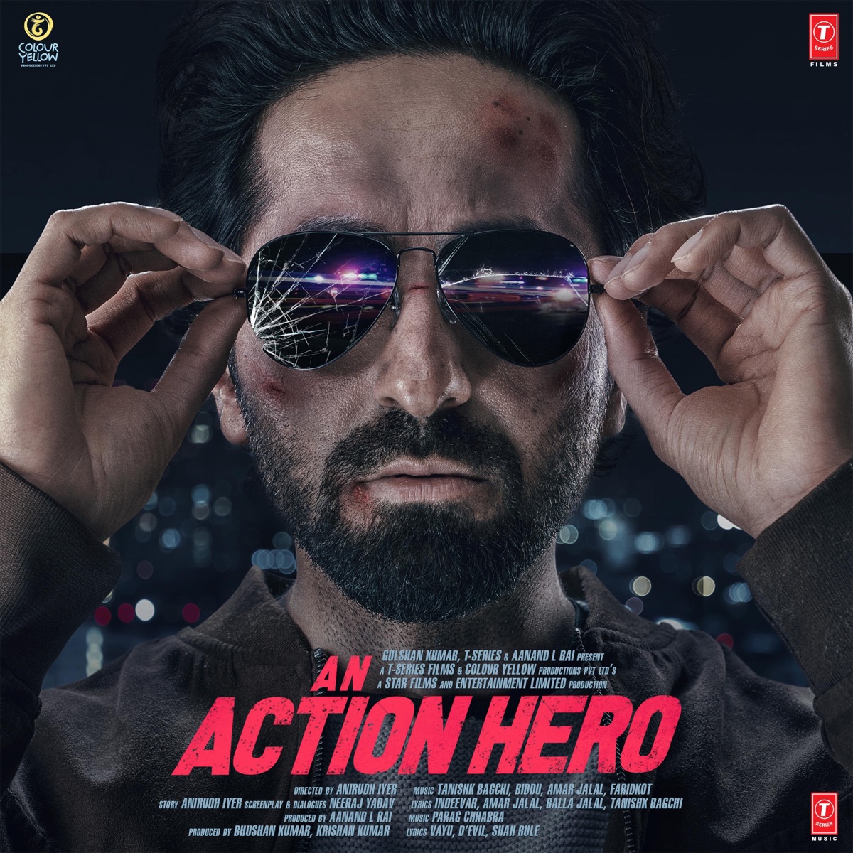 An Action Hero (Original Motion Picture Soundtrack) - EP by Parag Chhabra, Vayu, D’Evil, Shah Rule, Tanishk Bagchi, Biddu, Indeevar, Amar Jalal, Faridkot & Balla Jalal album cover