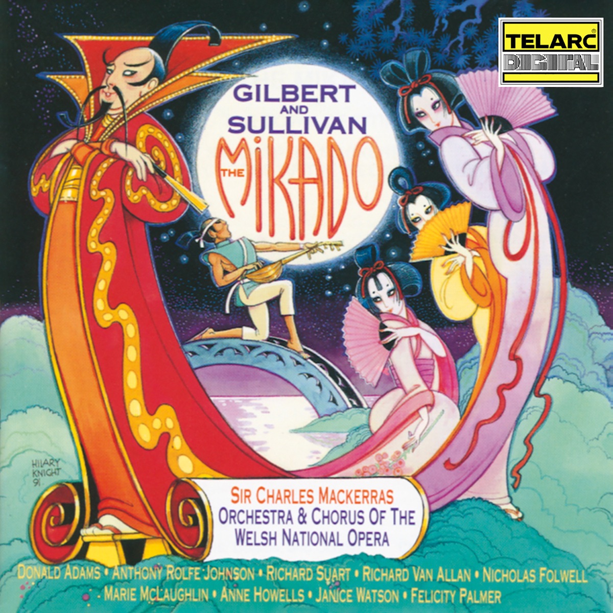 Gilbert & Sullivan: The Mikado by Sir Charles Mackerras, Welsh National Opera Orchestra, Welsh National Opera Chorus, Nicholas Folwell, Richard Stuart, Donald Adams, Richard Van Allan, Anne Howells, Marie McLaughlin & Anthony Rolfe Johnson album cover