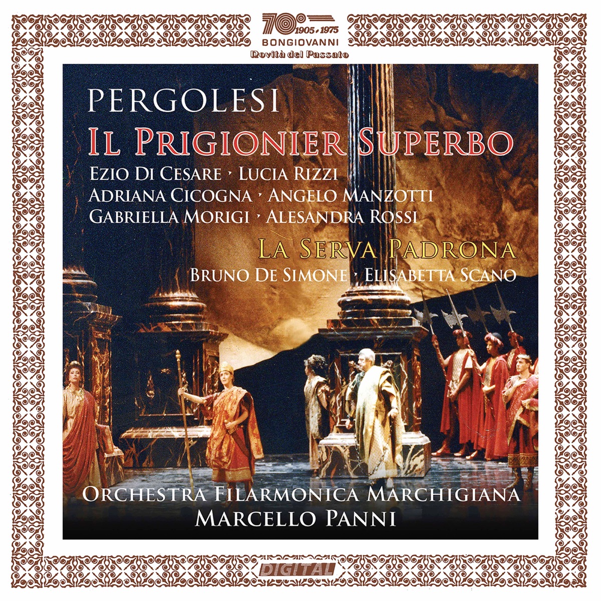 Pergolesi: Il prigionier superbo, P. 143i & La serva padrona (Live) by Ezio Di Cesare, Lucia Rizzi, Adriana Cicogna, Gabriella Morigi, Angelo Manzotti, Alessandra Rossi, Orchestra Filarmonica Marchigiana & Marcello Panni album cover