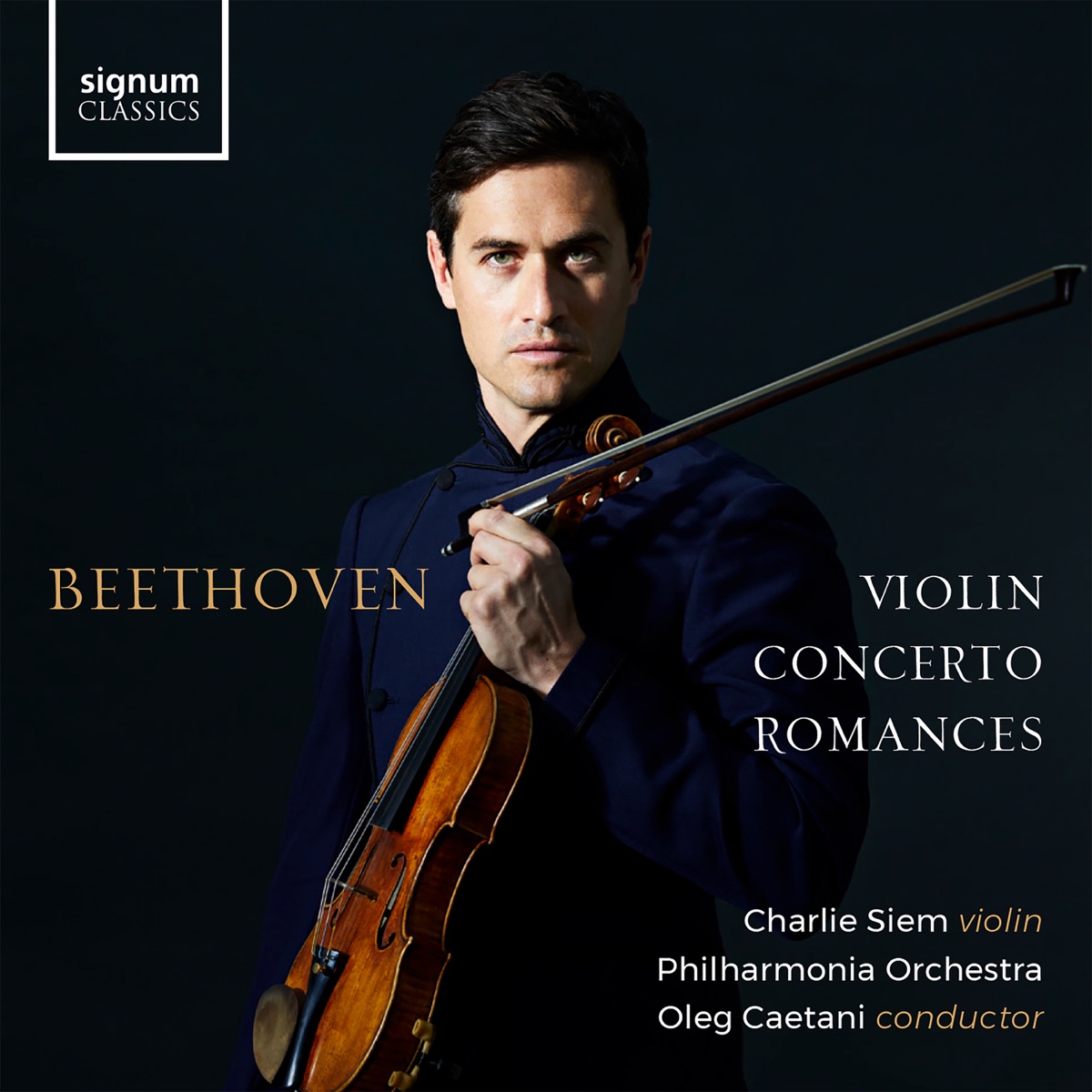 Beethoven: Violin Concerto and Romances by Charlie Siem, Philharmonia Orchestra & Oleg Caetani album cover