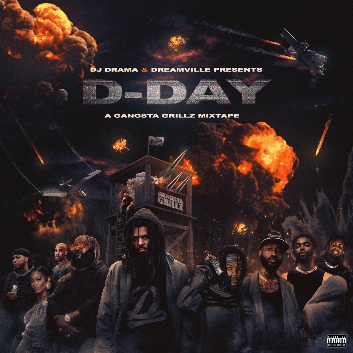 D-Day: A Gangsta Grillz Mixtape by Dreamville & J. Cole album cover artwork