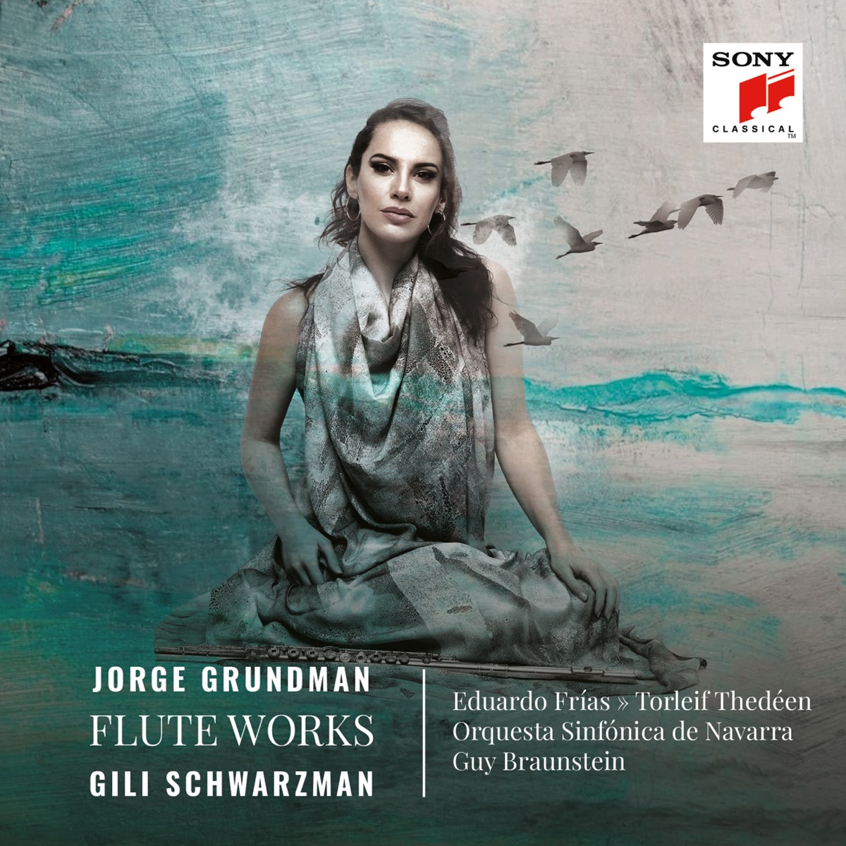 Jorge Grundman, Flute Works by Gili Schwarzman, Eduardo Frías, Navarra Symphony Orchestra, Guy Braunstein & Torleif Thedéen album cover