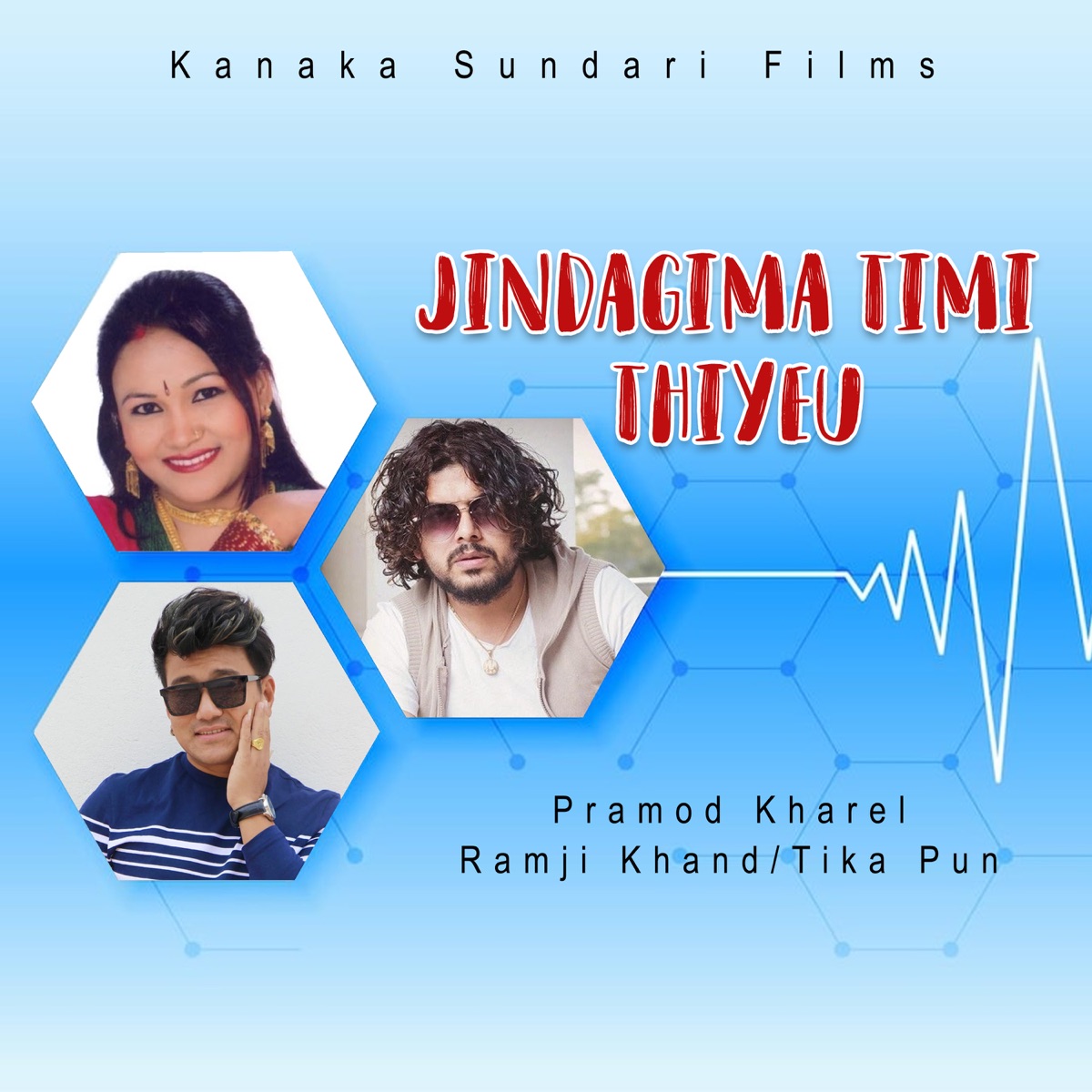 Jindagima Timi Thiyeu - Single by Pramod Kharel, Ramji Khand & Tika Pun album cover